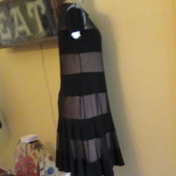 Joseph Ribkoff Black Peek A Boo Lined Dress Classy - Picture 5 of 6